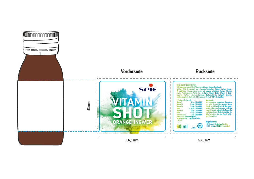 Vitamin Shot Orange-Ingwer, 60ml (VPE: 35 Stück)
